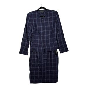 Kasper & Company ASL NWT Plaid Wool Skirt Suit Set Purple Multi Size 10
